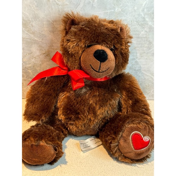 Animal Adventure Other - Animal Adventure Brown Teddy Bear Plush Red Ribbon Heart Paw Soft Toy Gift 16"